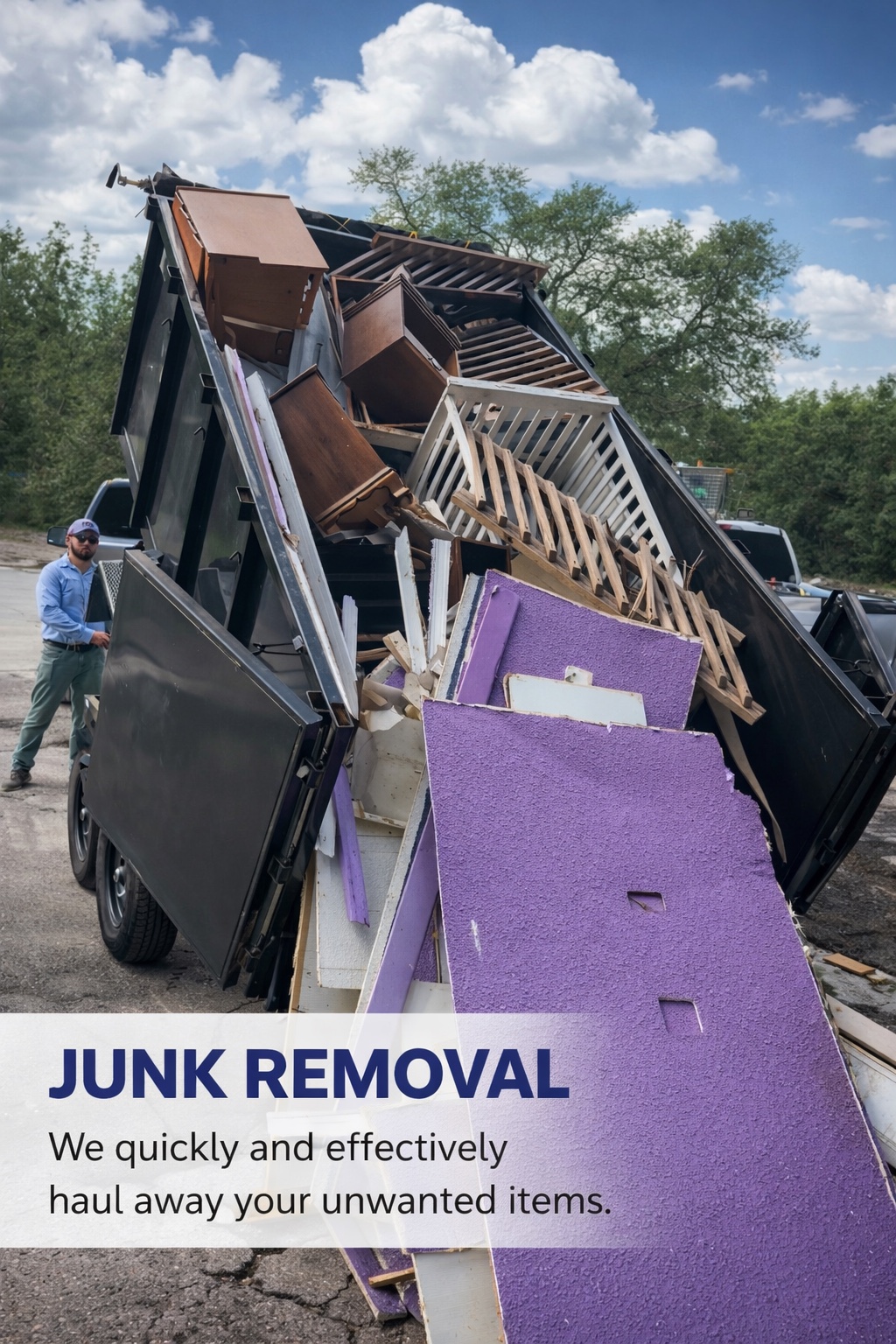 Loaded dump trailer at a hauling job